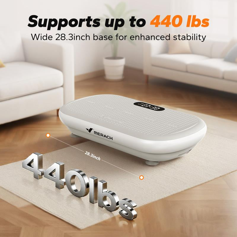 Merach High-Power Vibration Plate Exercise Machine,440Lbs Weight Capacity, Bluetooth Remote Control, 4 Workout Modes for Home Gym Fitness Equipment